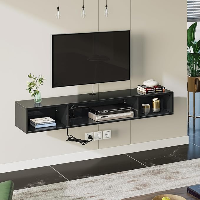 Rolanstar TV Stand with Power Outlet, Floating TV Stand with RGB Lights by Rolanstar