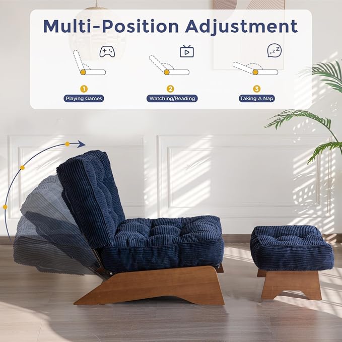 MAXYOYO Accent Chair with Ottoman Adjustable Backrest, Tufted Living Room Chair - Image 4