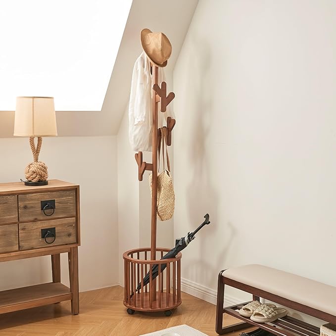 CozyDH Solid Wood Coat Rack Freestanding - Image 2