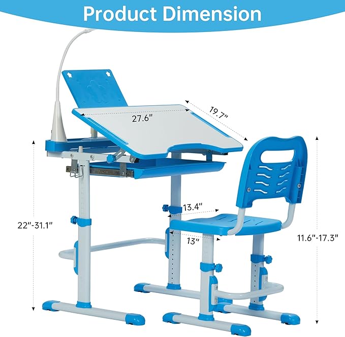Real Relax Kids Desk and Chair Set, Children's Multifunctional School Tables - Image 3