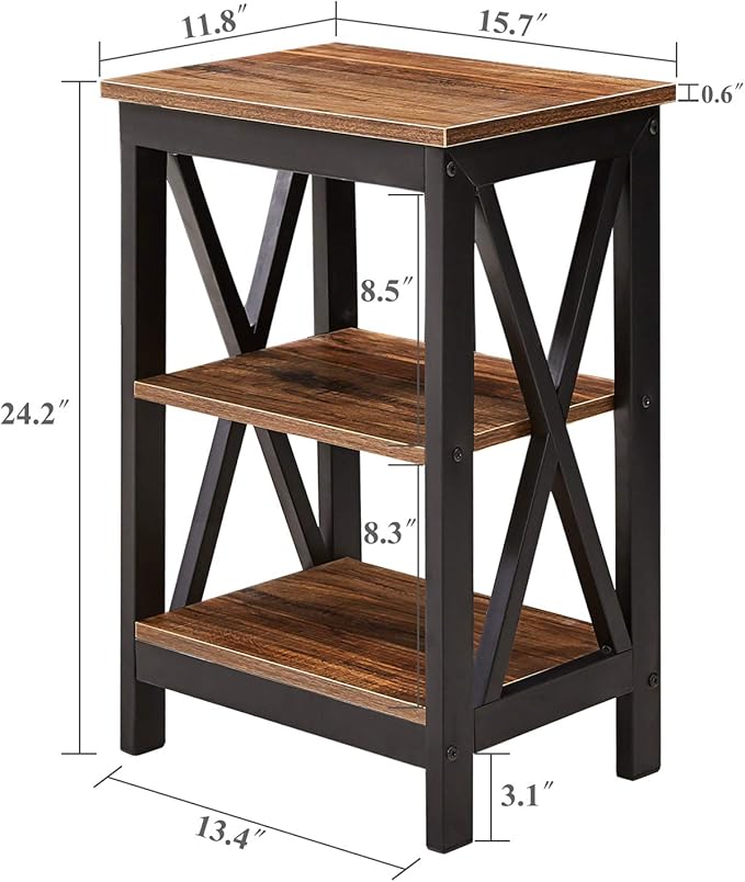 VECELO Modern Night Stand/Sofa Side/End Storage Shelf X-Design Versatile - Image 7