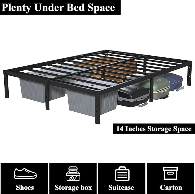 16 Inch California King Bed Frames No Box Spring Need, Platform Cal King Bed - Image 6