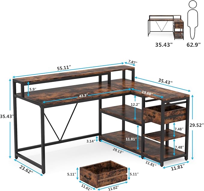 Tribesigns Reversible L Shaped Desk - Image 2
