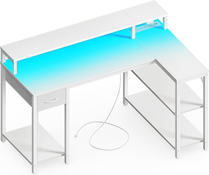 SUPERJARE 47 inch Reversible L Shaped Desk by SUPERJARE