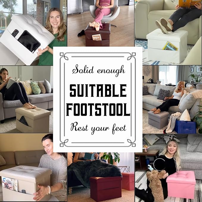 Ottoman Storage Ottoman Foot Rest Stool Foldable Bench - Image 4