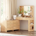 Large Makeup Vanity Desk with Mirror and Lights, Vanity Desk with 8 Drawers & by Ieejdn