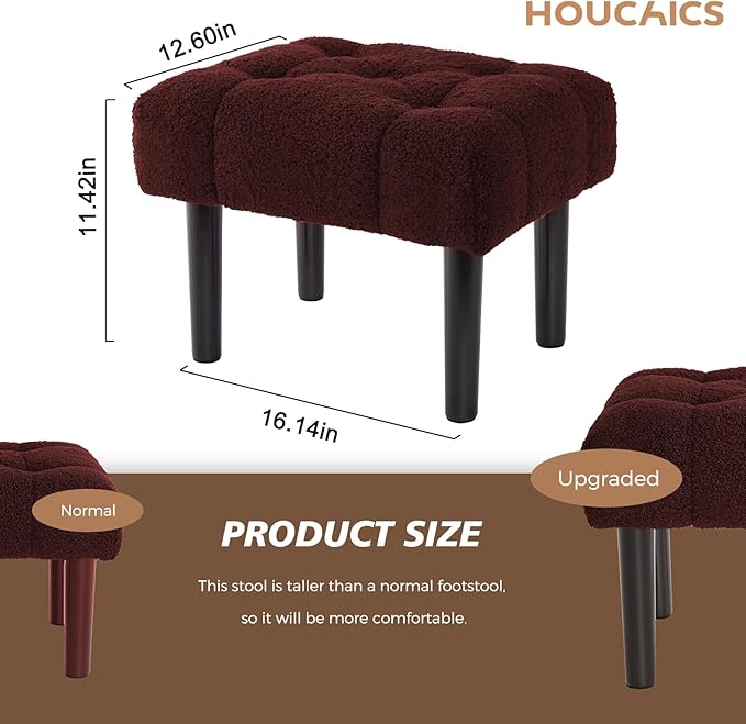 HOUCHICS Fur Padded Foot Stool, Small Ottoman Foot Rest - Image 2