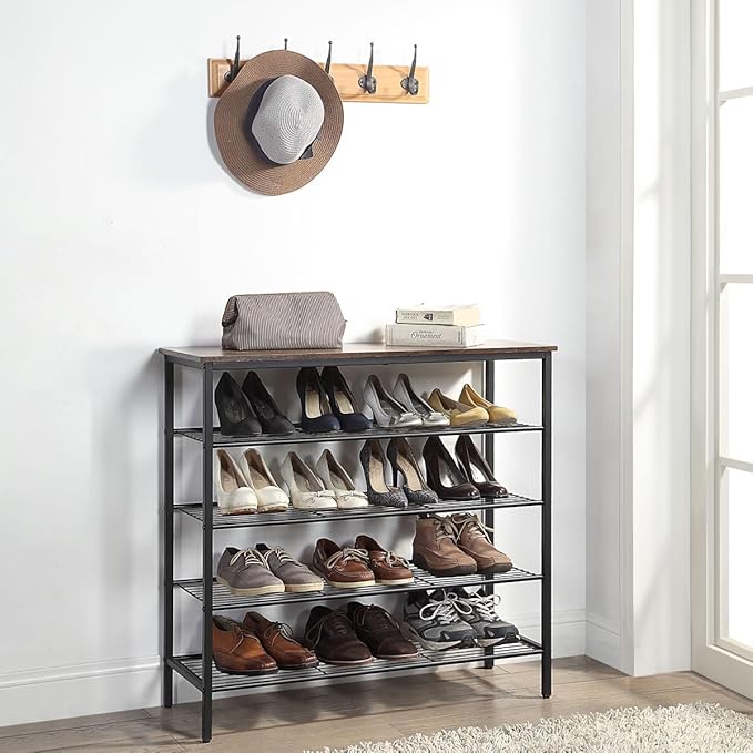 5-Tier Shoe Rack Organizer, Metal Mesh Shoe Storage Shelf, - Image 5