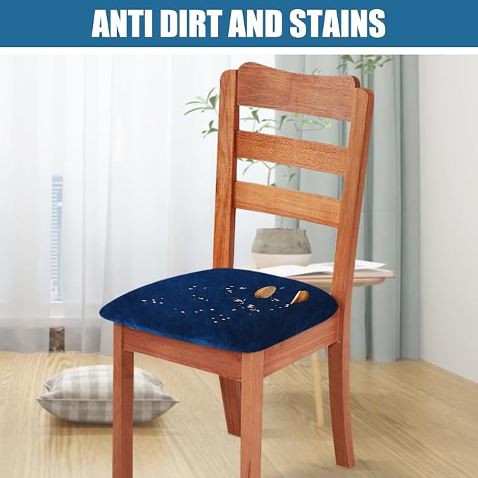 Smiry Velvet Seat Covers for Dining Room Chair Set of 2, Stretch Fit Removable - Image 3