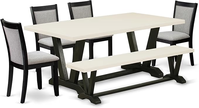 East West Furniture V627MZ606-6 6 Piece Dining Set Contains a Rectangle Dining by EastWestFurniture