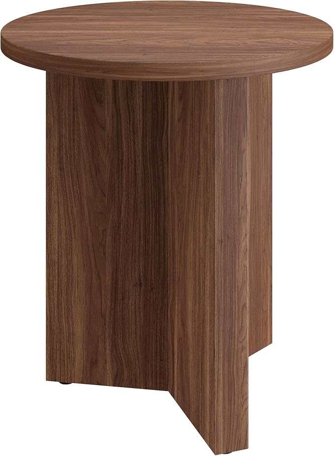 Henn&Hart 20" Wide Round Side Table in Satin Walnut, by HennHart
