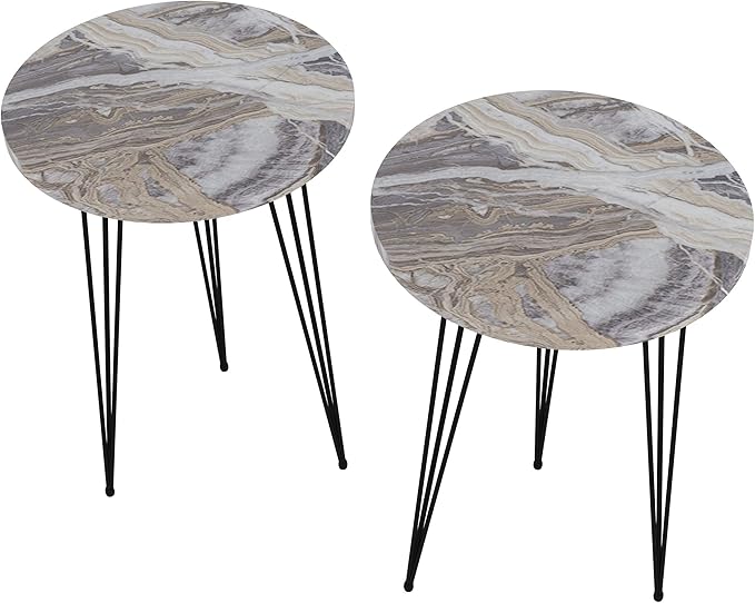 PAK HOME Set of 2 End Tables Round Wood Sofa Side Coffee Tables - Image 5