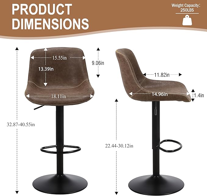Bar Stools, Swivel Counter Height Barstools - Image 3