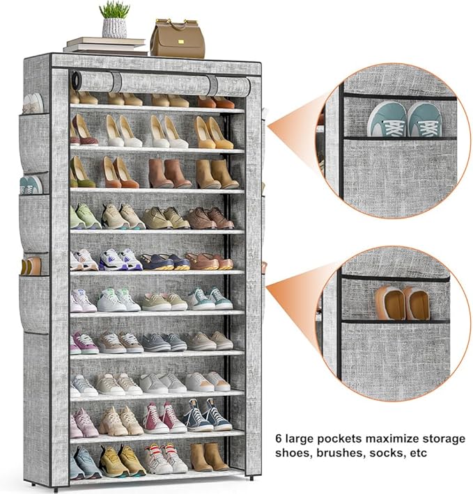 Shoe Rack 10Tier Large Capacity 50-56Pairs Beautiful Tall Shoe Shelf Free - Image 5