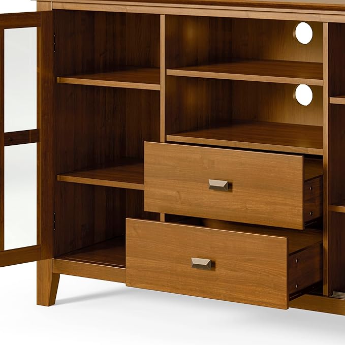SIMPLIHOME Artisan SOLID WOOD 53 inch Wide Transitional TV Media Stand in Honey - Image 5