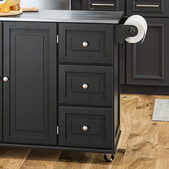 Homestyles Dolly Madison Black Mobile Kitchen Island Cart - Image 8
