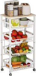 5-Tier Pull-Out Kitchen Storage Cart on Wheels, Fruit Basket, Bedroom Kitchen by Tikxlafe