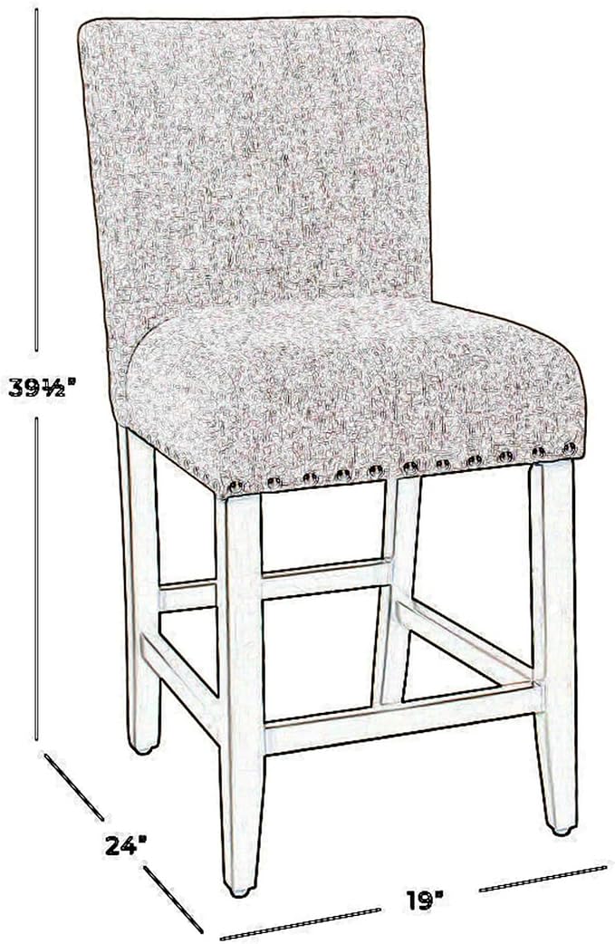 Homepop Home Decor | Backless Nailhead Trim Counter Height Bar Stools | 24 Inch - Image 3
