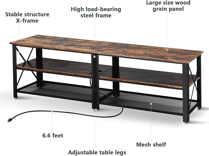 Clikuutory Modern Brown 63 inch Metal TV Stand - Image 7
