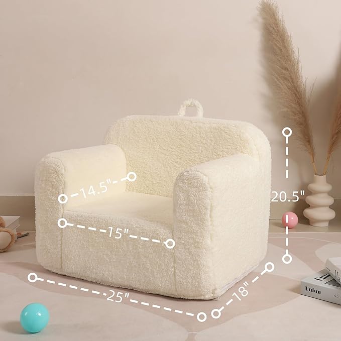 Kids Snuggly-Soft Sherpa Chair, Cuddly Toddler Foam Chair - Image 3