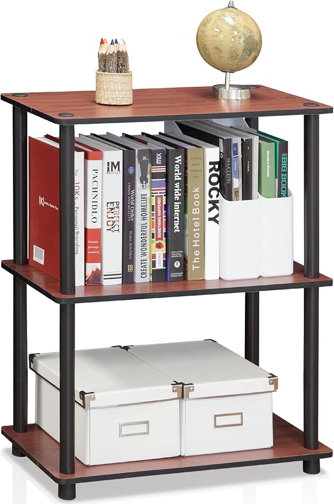 Furinno Turn-N-Tube 3-Tier Compact Multipurpose Shelf Display Rack, Dark Cherry - Image 3