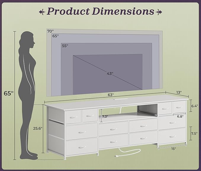Huuger 63 Inch Dresser TV Stand - Image 3