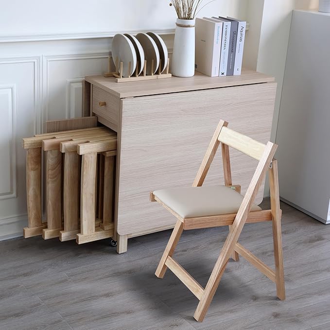 Wood Drop Leaf Folding Dining Table - Image 7