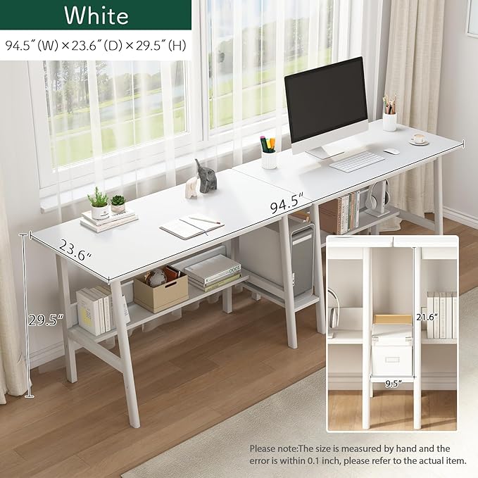 2-Person Writing Desk with Bookshelf - Image 6