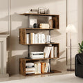 5-Tier Geometric Bookshelf, S Shaped Bookcase, 31.5" W x 58.3" H Wood by GRUSIGN