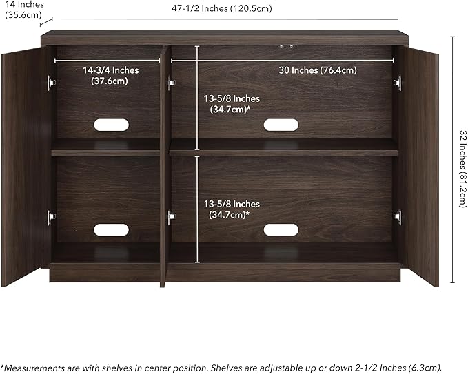 Henn&Hart 48" Wide Rectangular Buffet Table in Warm Brown, - Image 3