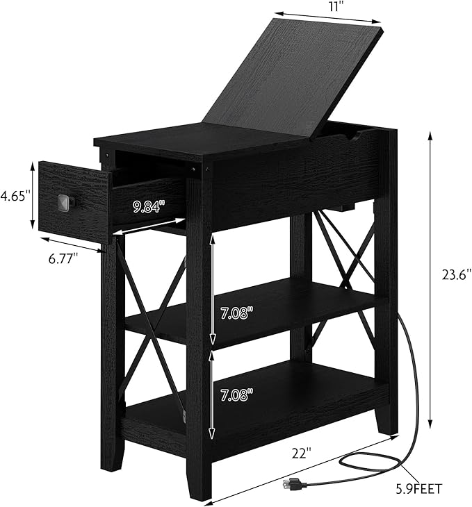 Narrow End Table with Charging Station - Image 3