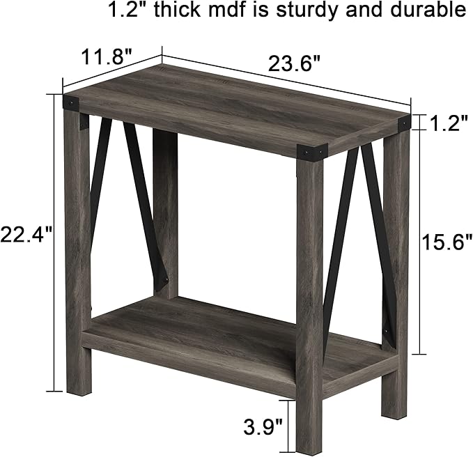 ChooChoo Farmhouse End Table for Small Spaces, Narrow Side End Table - Image 3