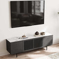 POVISON Fully-Assembled Mid Century Modern Sintered Stone TV Stand, Slatted by POVISON