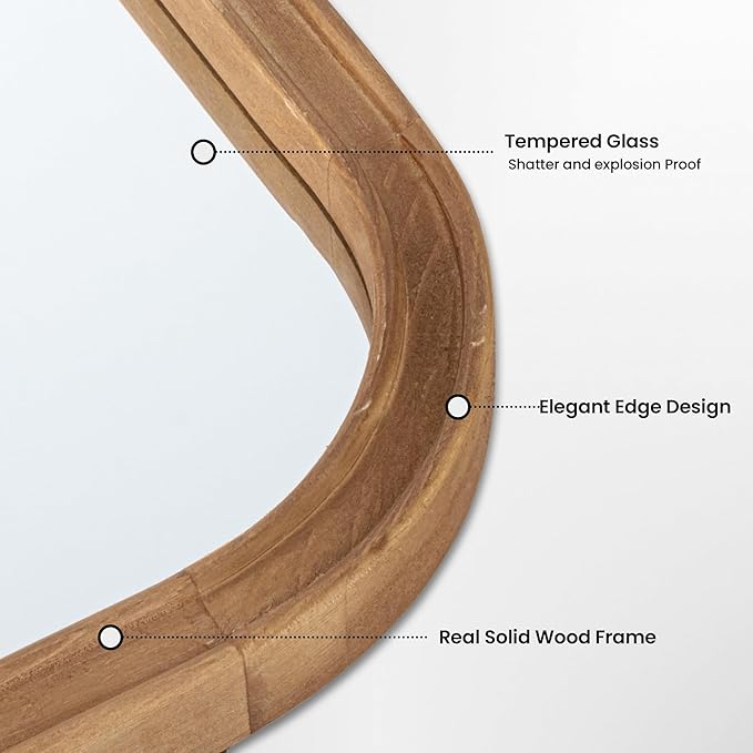 24"x36" Solid Wood Bathroom Mirror Tempered Glass - Image 5