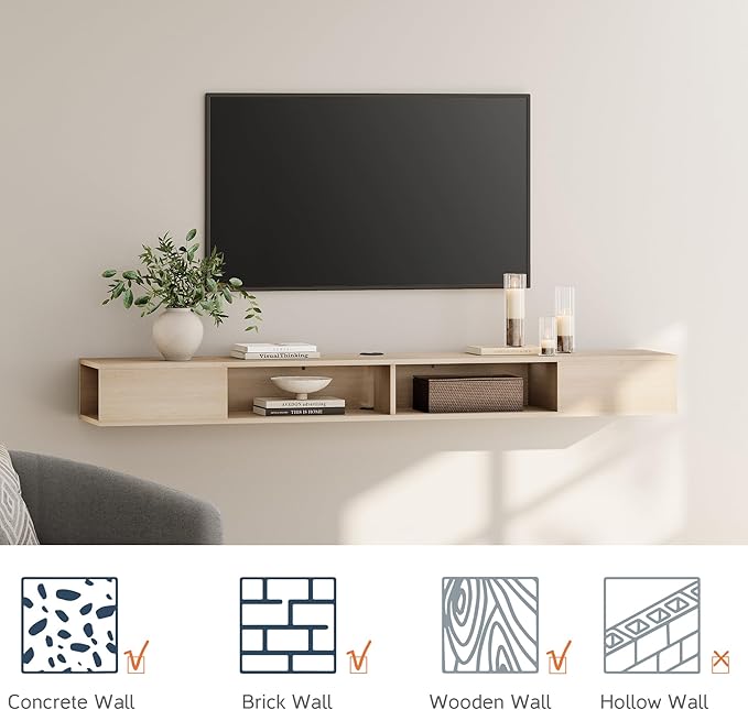 WAMPAT 70 inch Floating TV Stand, Entertainment Center Media Console, Wall - Image 6