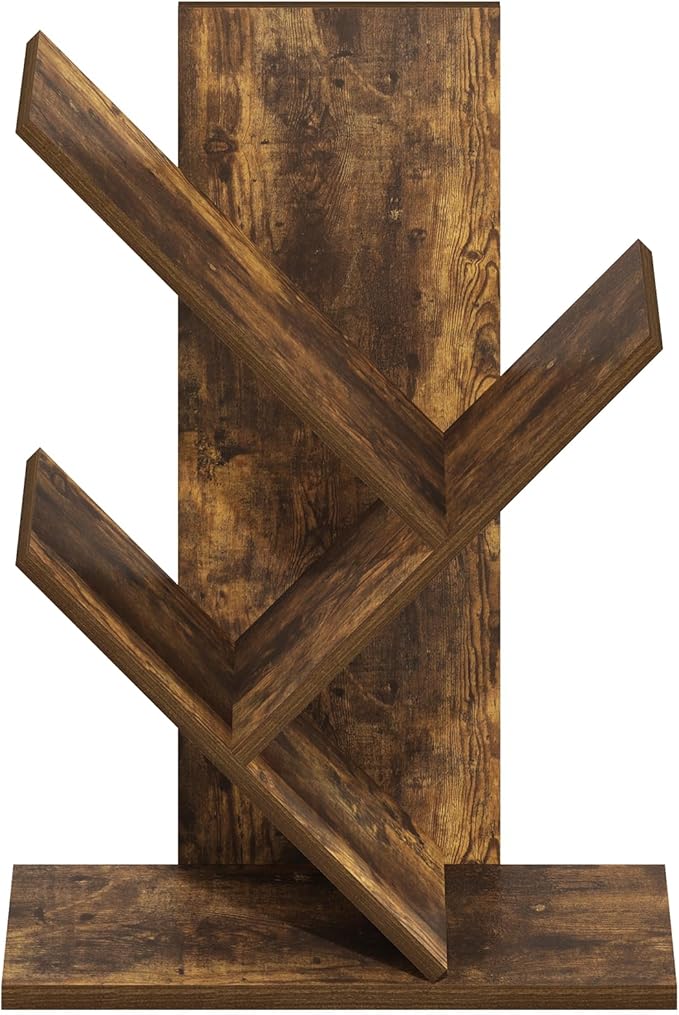 Furinno Tree Bookshelf 3-Tier Floor Standing Tree Bookcase, Amber Pine - Image 6