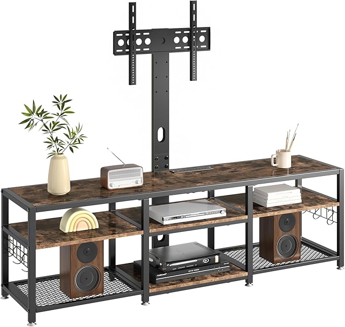 VECELO 71" TV Stand with Mount and Power Outlets, Entertainment Center with by VECELO