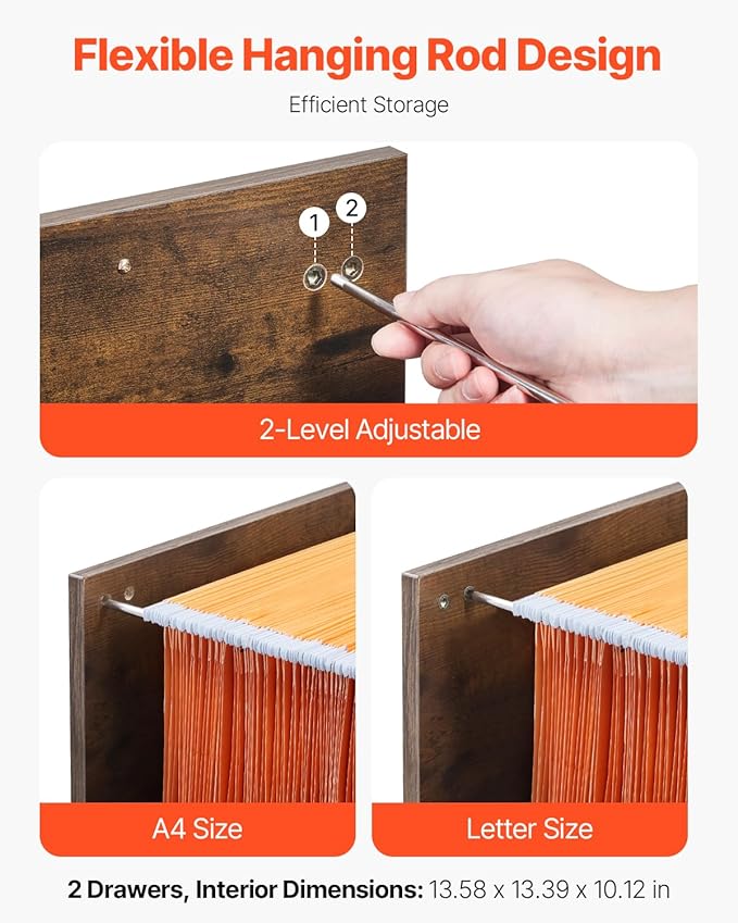 VEVOR 2 Drawer File Cabinet, Vertical Filing Storage Cabinets - Image 5
