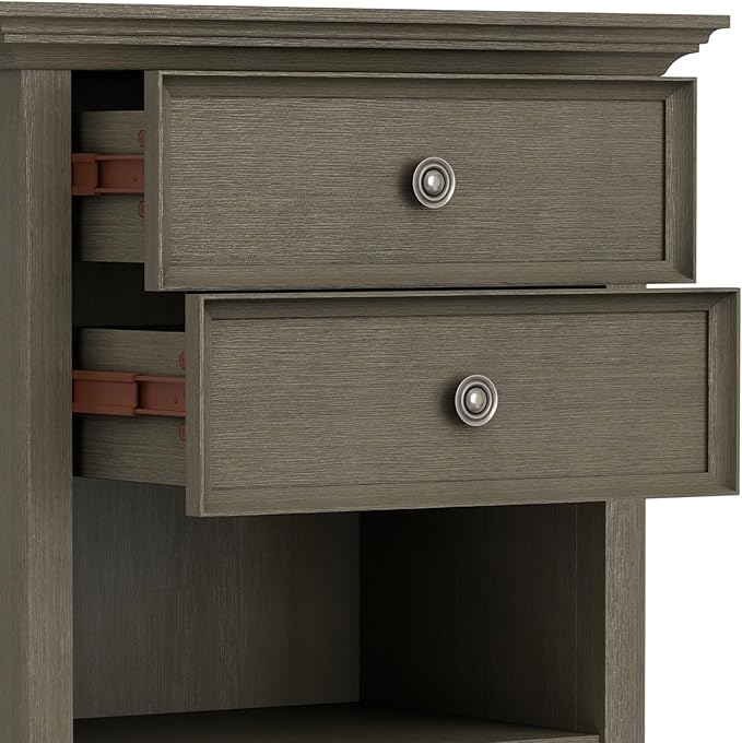 SIMPLIHOME Amherst SOLID WOOD 24 Inch Wide Traditional Bedside Nightstand Table - Image 9