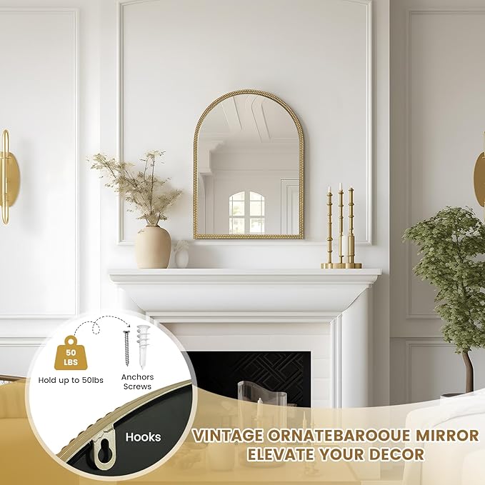 WallBeyond Gold Vintage Mirror for Vanity 22x30 Inch, Living Room - Image 6