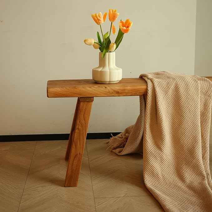 39.3in Wood Bench Indoor – Rustic Farmhouse Entryway Bench, Skinny Bench Design - Image 2