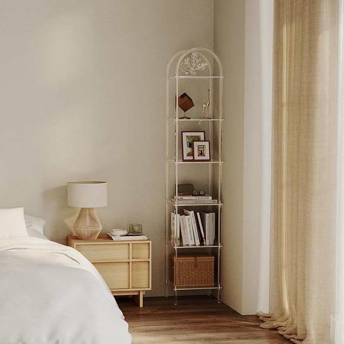 6-Tier Tall Acrylic Arched Bookcase, 13.8''W x 11.8''D x 68.4''H, Open Book - Image 6