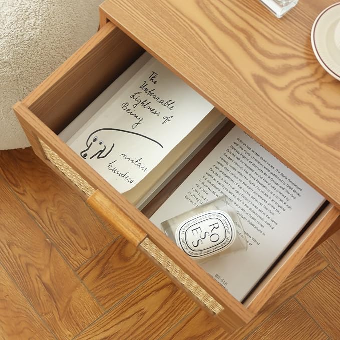 AWASEN Mid Century Nightstand, Rattan Side Table - Image 6