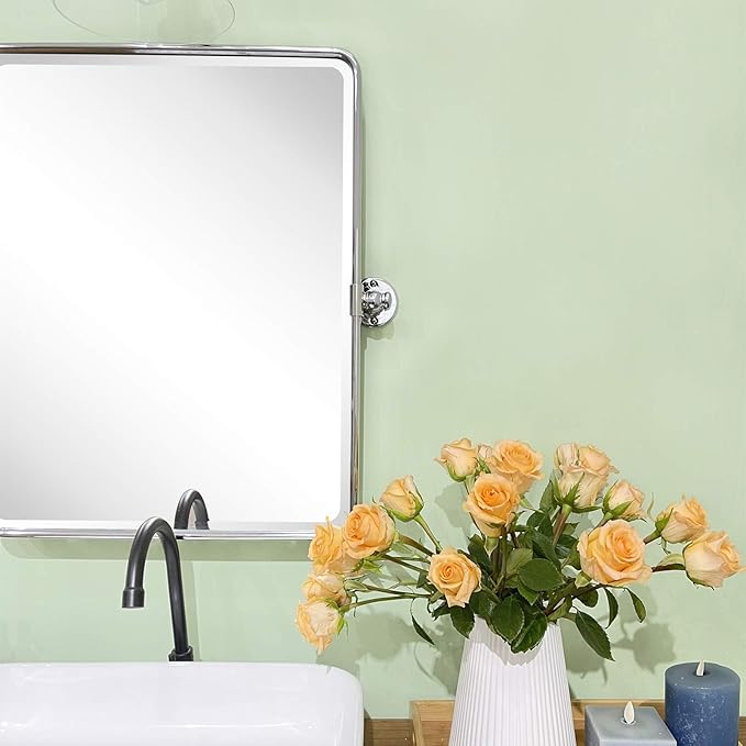 TEHOME 24 x 38'' Horizontal Farmhouse Chrome Metal Framed Pivot Rectangle - Image 6