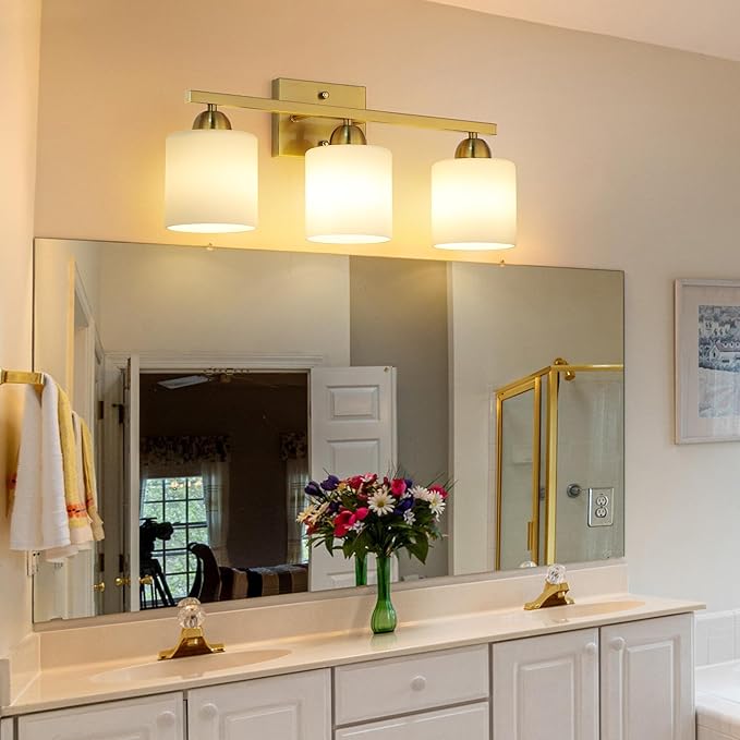 Stainless Steel Milk Glass Vanity Lights - Image 2