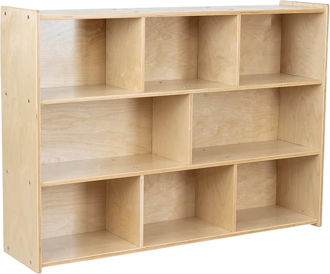 Birch Cubby Storage Organizer Bookcase, 3-Tier Open Shelves, 8-Cube Storage - Image 3