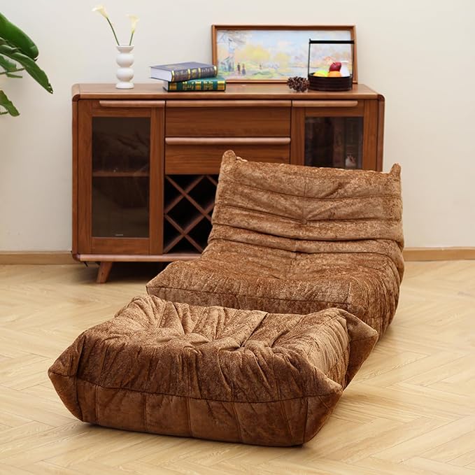 N&V Fireside Chair, Mid Century Armless Floor Sofa, Soft Premium Chenille Floor - Image 6