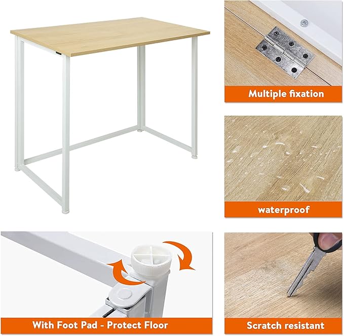 Leopard Folding Computer Desk for Small Spaces, Space-Saving Home Office Desk - Image 4
