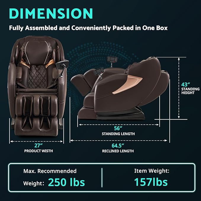 Massage Chair, Zero Gravity Full Body Massage Chair Extra Large Shiatsu - Image 2