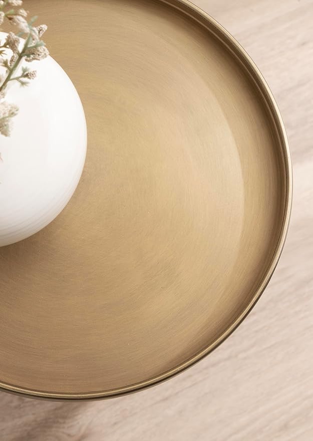 Kate and Laurel Tira Elegant Round Drink Table, 10 x 22, Antique Brass and Black - Image 6
